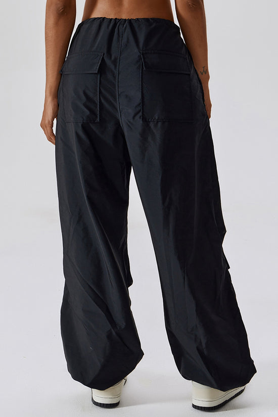 Trousers- Solid Parachute Cargo Trousers - Pants- - Pekosa Women Clothing