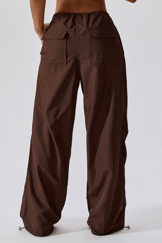 Trousers- Solid Parachute Cargo Trousers - Pants- - Pekosa Women Clothing