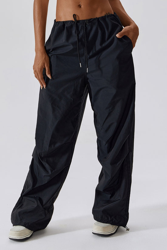 Trousers- Solid Parachute Cargo Trousers - Pants- - Pekosa Women Clothing