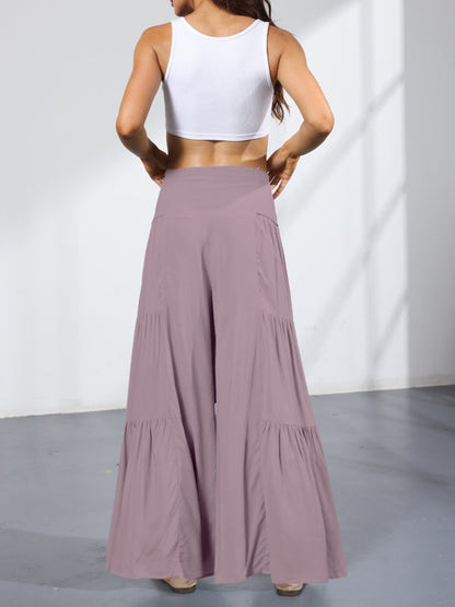 Trousers- Wide Leg High-Waisted Palazzo Trousers - Pants- - Pekosa Women Clothing