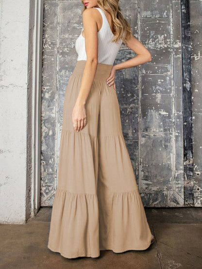 Trousers- Wide Leg High-Waisted Palazzo Trousers - Pants- - Pekosa Women Clothing