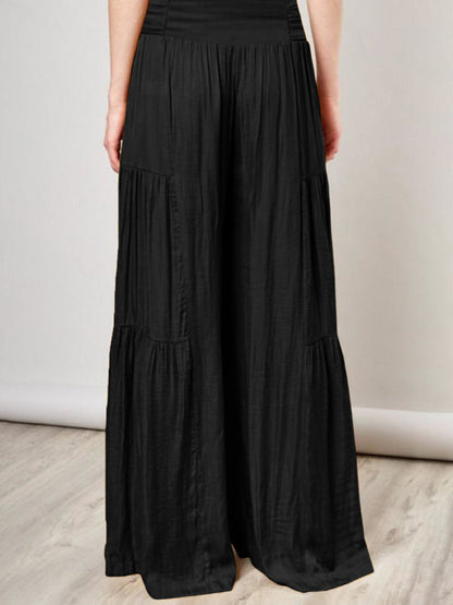 Trousers- Wide Leg High-Waisted Palazzo Trousers - Pants- - Pekosa Women Clothing