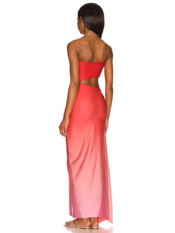 Tube Dresses- Summer Ombre in a Strapless Cutout Maxi Dress for Your Vacation- - Pekosa Women Clothing