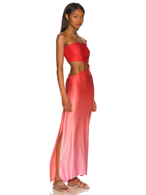 Tube Dresses- Summer Ombre in a Strapless Cutout Maxi Dress for Your Vacation- - Pekosa Women Clothing