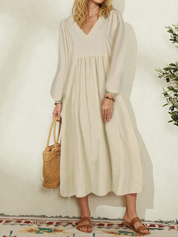 Tunic Dresses- Fall/Winter Cotton Oversized Tunic Dress- - Pekosa Women Clothing