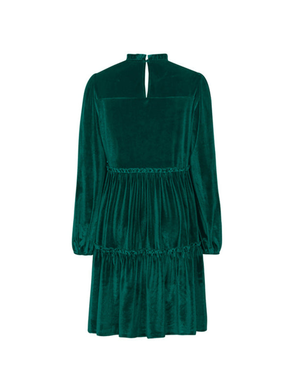 Velvet Dresses- Holiday Couture Winter Velvet Tiered Dress- - Pekosa Women Clothing