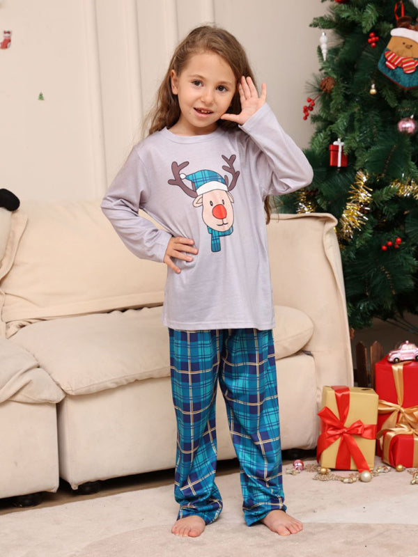 Xmas Pajamas- Cotton Reindeer Elk Plaid Pajamas for the Whole Family on Thanksgiving- - Pekosa Women Clothing