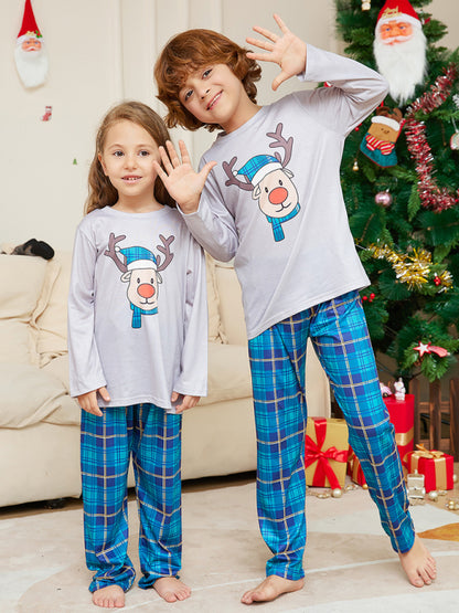 Xmas Pajamas- Cotton Reindeer Elk Plaid Pajamas for the Whole Family on Thanksgiving- - Pekosa Women Clothing