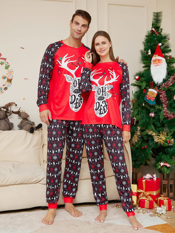 Xmas Pajamas- Family Matching Pajama Sets with 'Oh My Deer' Reindeer for Thanksgiving & Christmas- - Pekosa Women Clothing