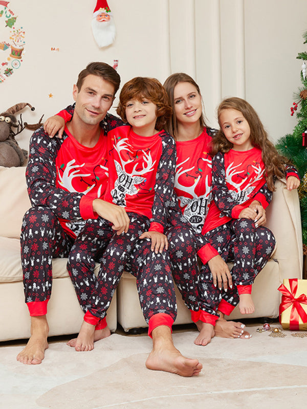 Xmas Pajamas- Family Matching Pajama Sets with 'Oh My Deer' Reindeer for Thanksgiving & Christmas- - Pekosa Women Clothing