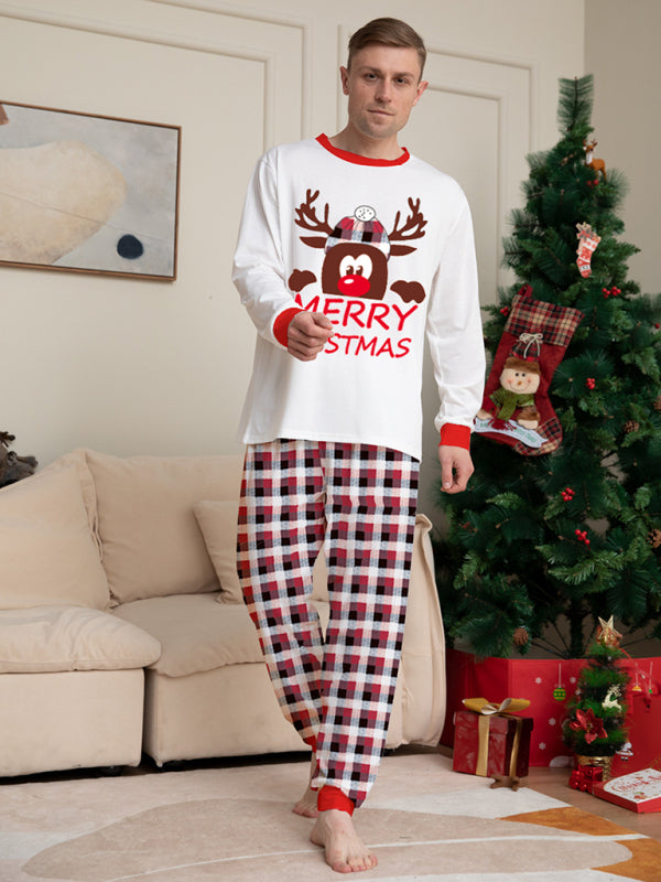 Xmas Pajamas- Thanksgiving & Christmas Tradition: Plaid Reindeer Pajama Set for the Whole Family- - Pekosa Women Clothing