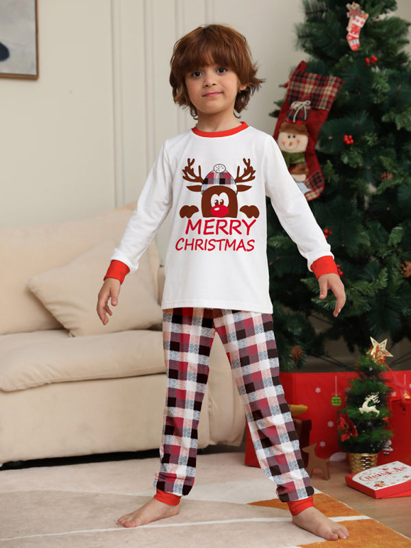 Xmas Pajamas- Thanksgiving & Christmas Tradition: Plaid Reindeer Pajama Set for the Whole Family- - Pekosa Women Clothing