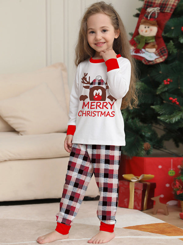 Xmas Pajamas- Thanksgiving & Christmas Tradition: Plaid Reindeer Pajama Set for the Whole Family- - Pekosa Women Clothing