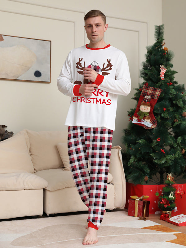 Xmas Pajamas- Thanksgiving & Christmas Tradition: Plaid Reindeer Pajama Set for the Whole Family- - Pekosa Women Clothing