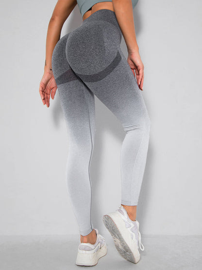 Yoga Pants- Ombre Seamless Peach Butt Lifting Yoga Pants- Misty grey- Pekosa Women Clothing